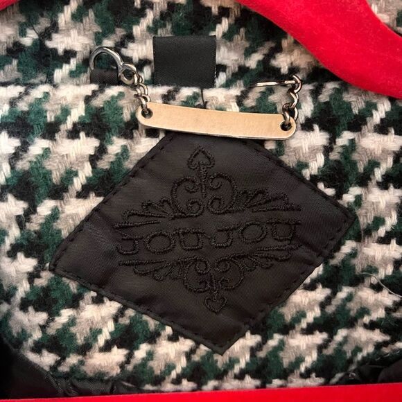 Jou Jou Green & Black Houndstooth Y2K Military Style Jacket sz M - Picture 5 of 8